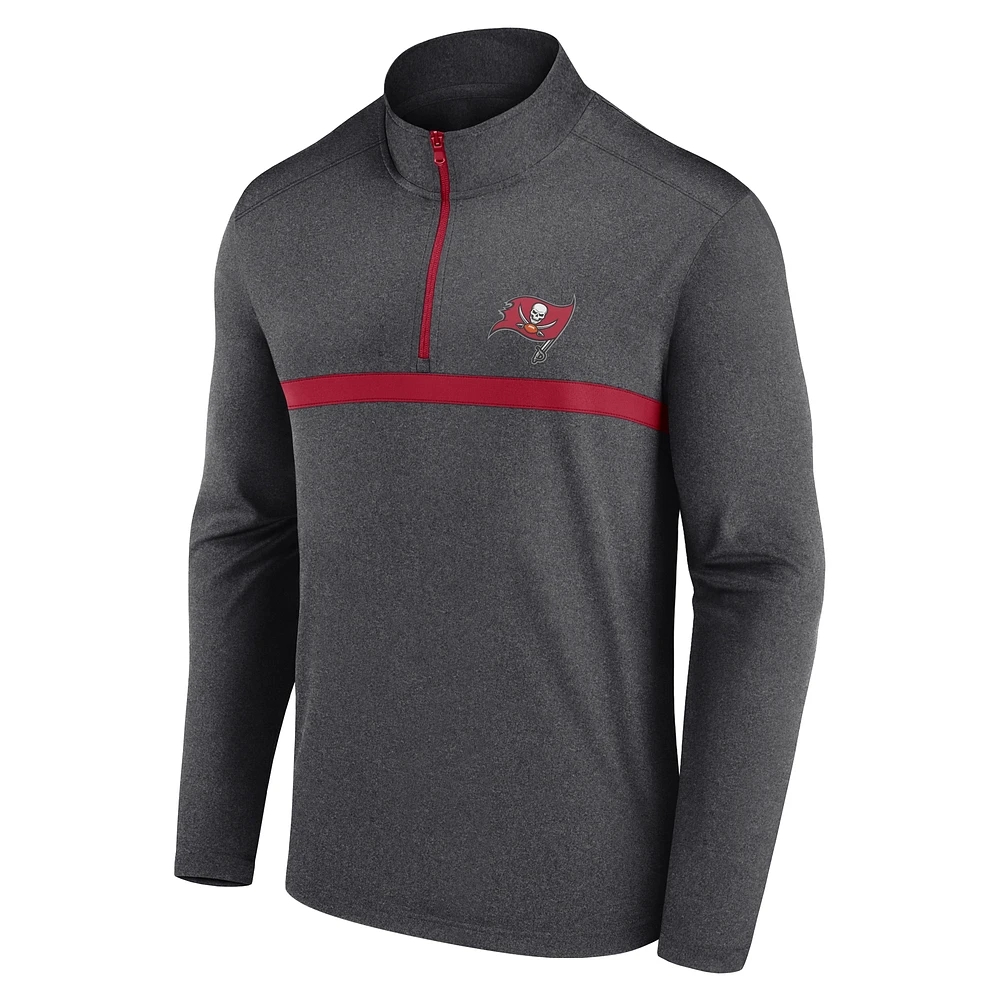 Men's Fanatics  Heather Charcoal Tampa Bay Buccaneers Head-to-Head Quarter-Zip Pullover