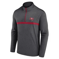 Men's Fanatics  Heather Charcoal Tampa Bay Buccaneers Head-to-Head Quarter-Zip Pullover