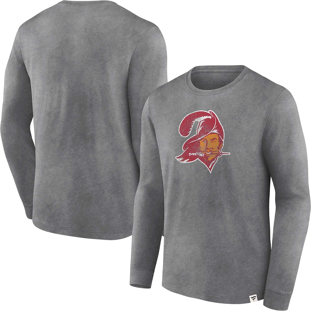 Men's Fanatics  Heather Charcoal Tampa Bay Buccaneers Washed Primary Long Sleeve T-Shirt