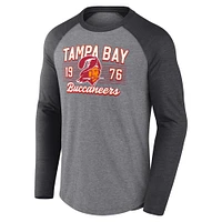 Men's Fanatics  Heather Gray/Heather Charcoal Tampa Bay Buccaneers Weekend Casual Raglan Tri-Blend Long Sleeve T-Shirt