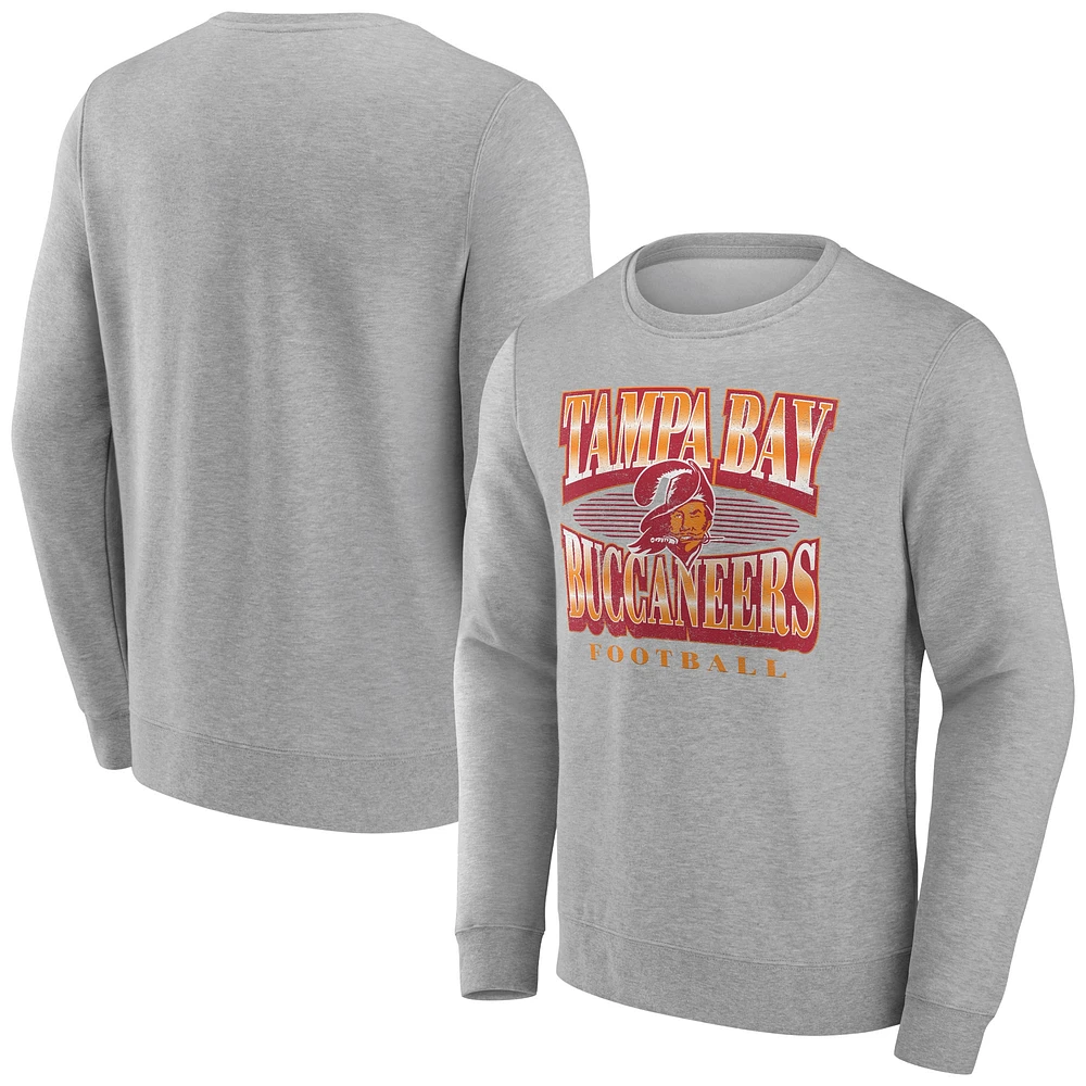 Men's Fanatics Heather Gray Tampa Bay Buccaneers Chance Throwback Fleece Pullover Sweatshirt