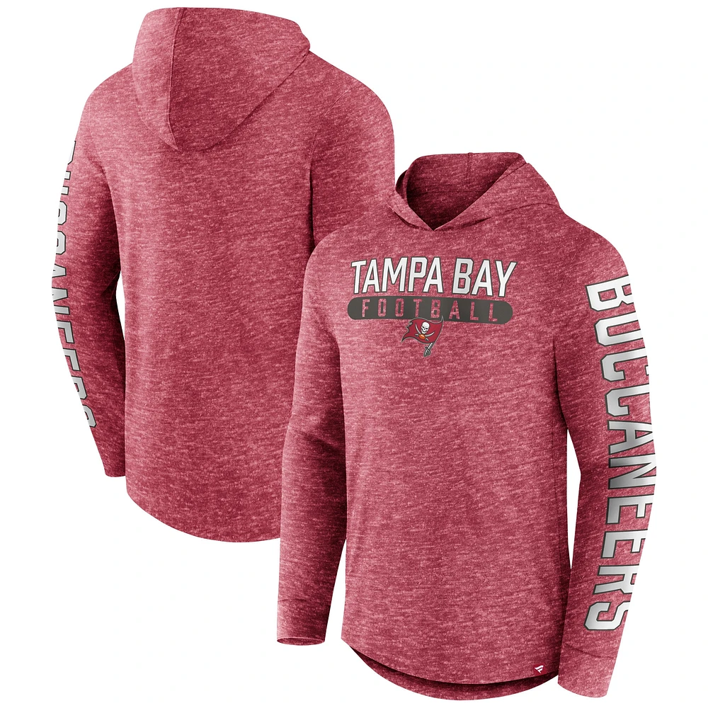 Men's Fanatics Heather Red Tampa Bay Buccaneers Pill Stack Long Sleeve Hoodie T-Shirt