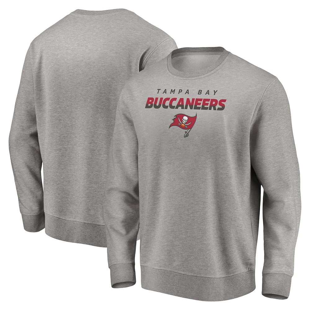 Fanatics pour hommes de marque gris chiné Tampa Bay Buccaneers Block Party - Sweat-shirt ras du cou