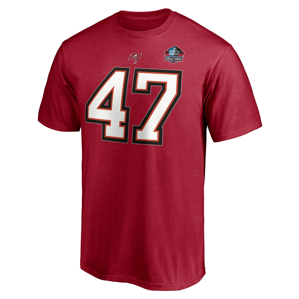 Men's Fanatics John Lynch Red Tampa Bay Buccaneers NFL Hall of Fame Class 2021 Name & Number T-Shirt