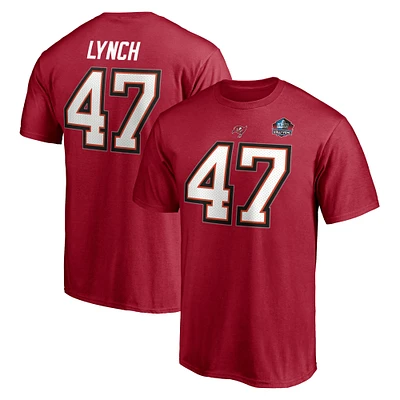 T-shirt rouge avec nom et numéro de la classe 2021 du Temple renommée NFL des Buccaneers Tampa Bay John Lynch marque Fanatics pour hommes