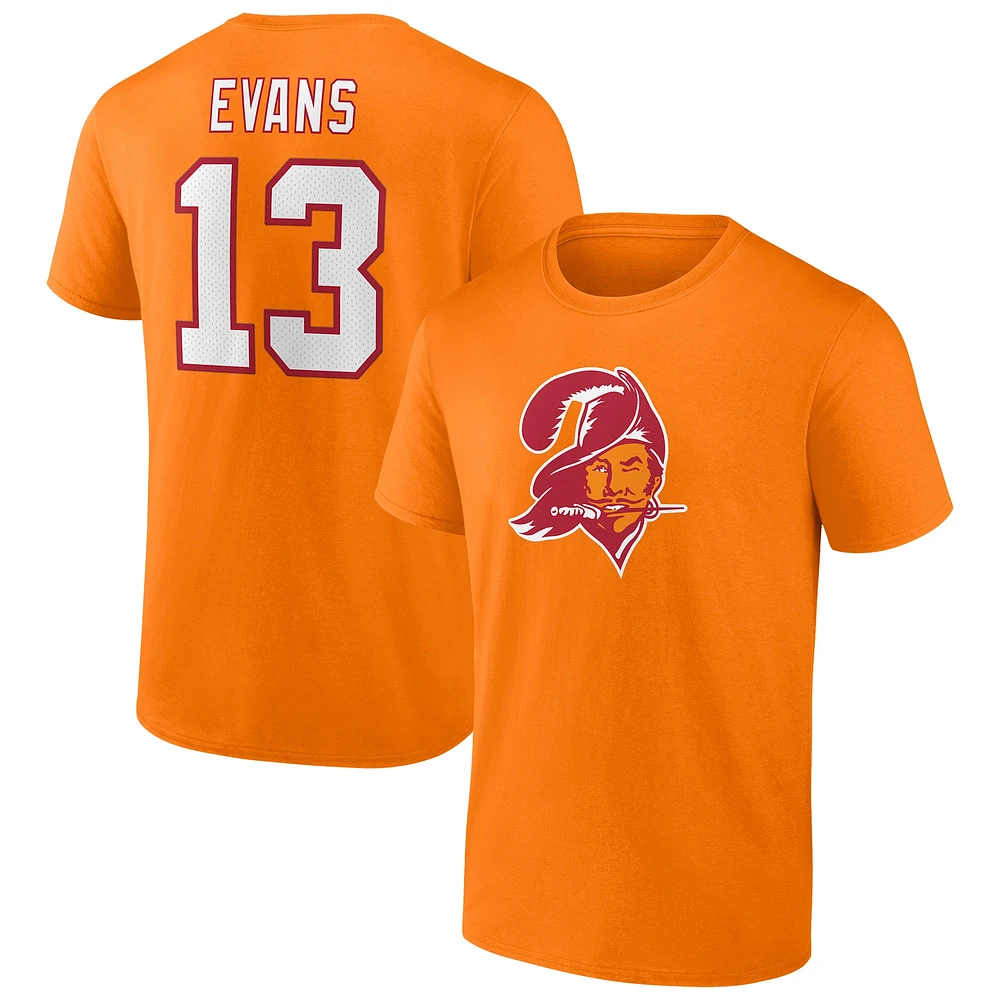 Fanatics pour hommes Mike Evans Orange Tampa Bay Buccaneers Throwback Player Icon Nom et numéro T-shirt