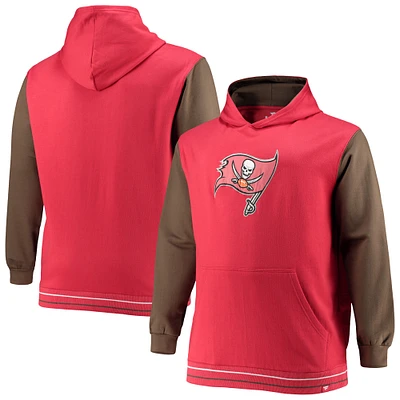 Men's Fanatics Red/Pewter Tampa Bay Buccaneers Big & Tall Block Party Pullover Hoodie