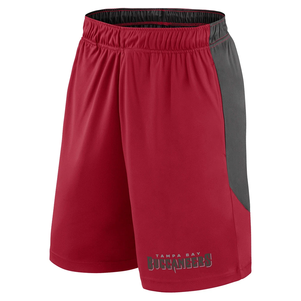 Short de lancement Fanatics rouge/étain pour homme des Buccaneers Tampa Bay