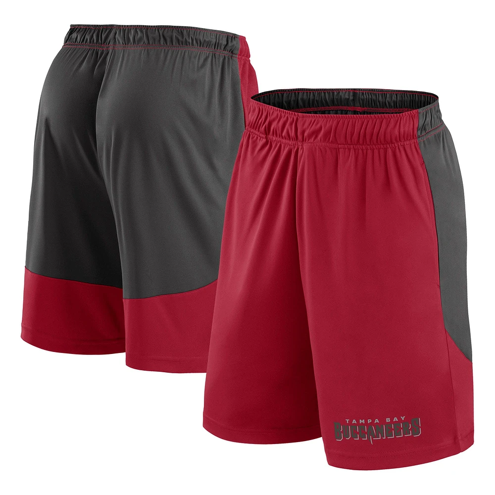 Short de lancement Fanatics rouge/étain pour homme des Buccaneers Tampa Bay