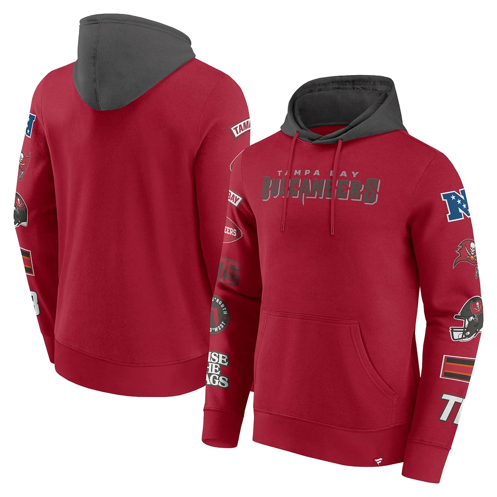 Men's Fanatics  Red/Pewter Tampa Bay Buccaneers Patched Out Pullover Hoodie