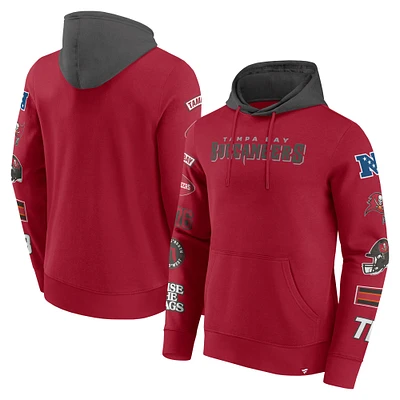 Sweat à capuche patchs rouge/étain Fanatics pour hommes des Buccaneers de Tampa Bay