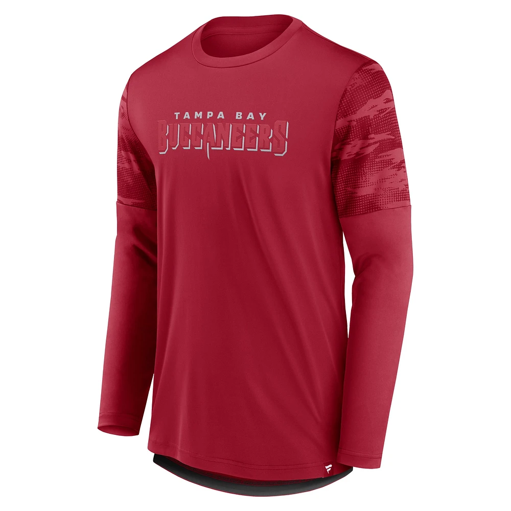 Men's Fanatics Red/Pewter Tampa Bay Buccaneers Square Off Long Sleeve T-Shirt