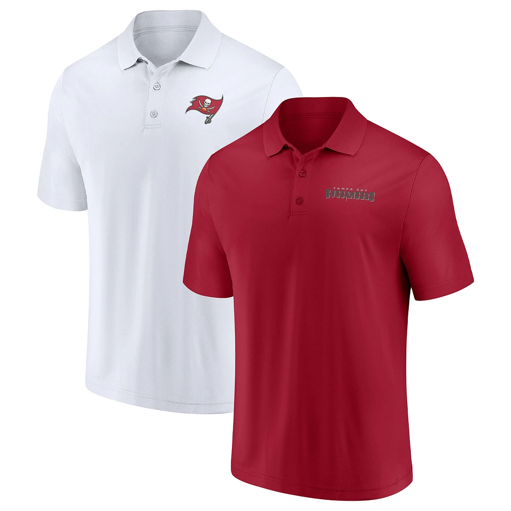 Men's Fanatics Red/White Tampa Bay Buccaneers Solid Two-Pack Polo Set