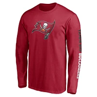 T-shirt à manches longues pour hommes fanatiques de marque rouge Tampa Bay Buccaneers Block Party Front Runner