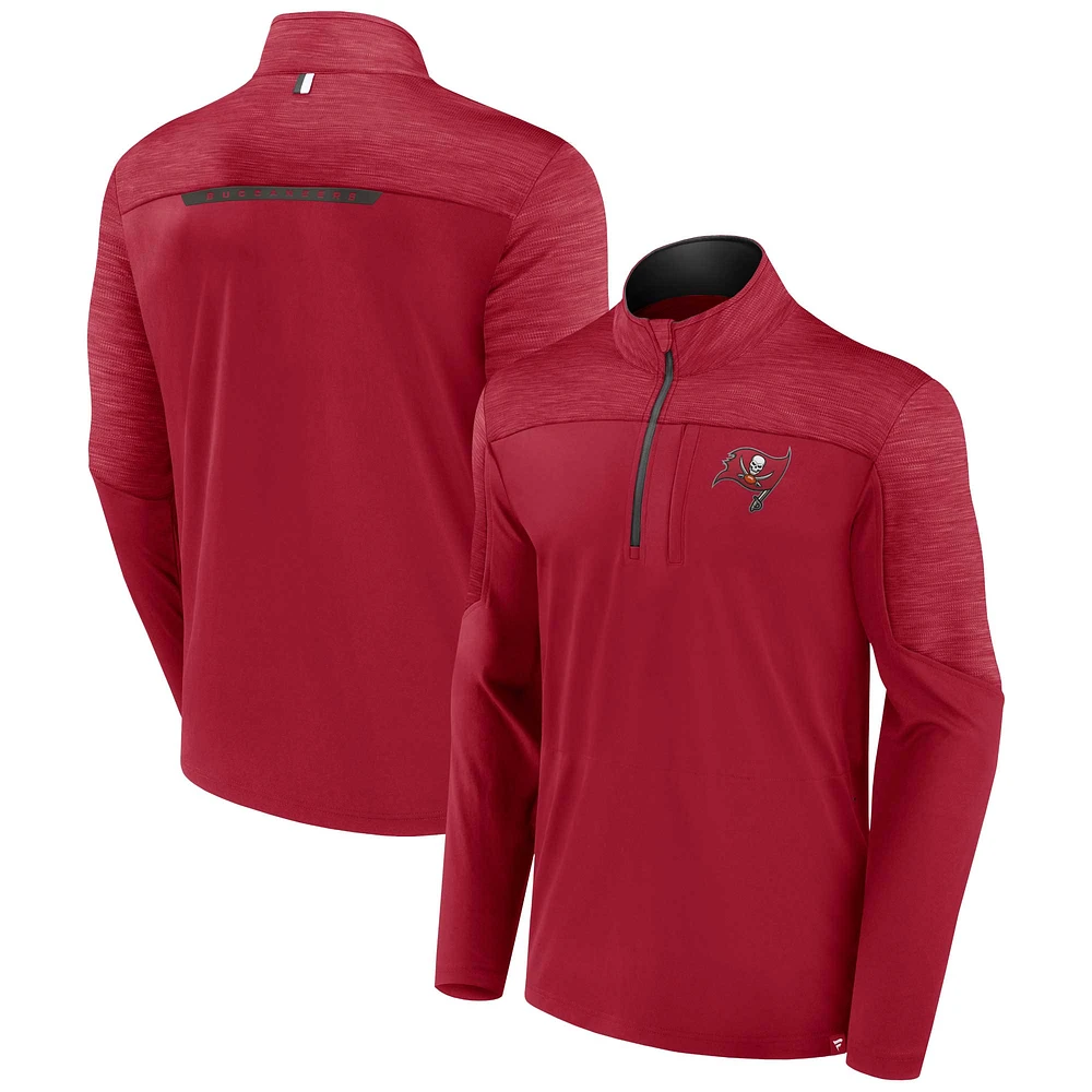 Veste rouge Fanatics Tampa Bay Buccaneers Defender Evo à quart de zip pour hommes