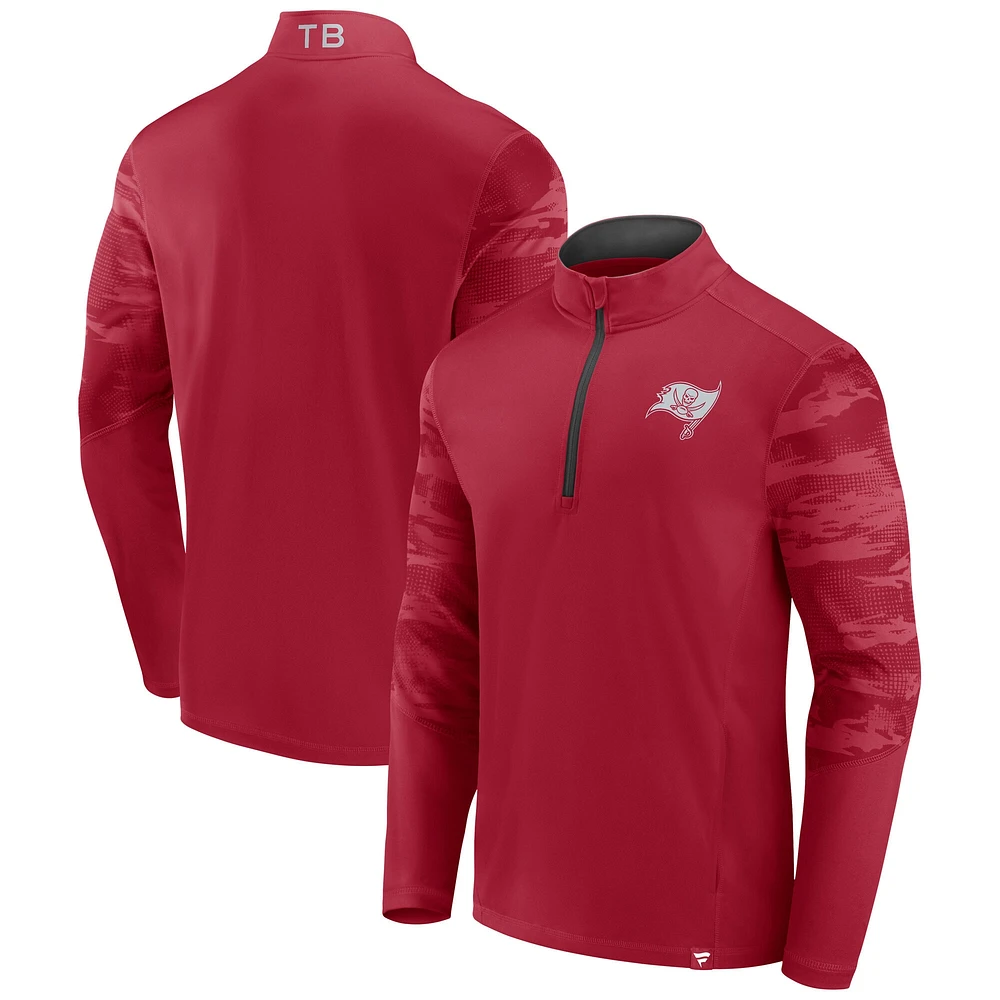 Sweat-shirt à glissière quart de tour pour homme Fanatics Tampa Bay Buccaneers Defender rouge