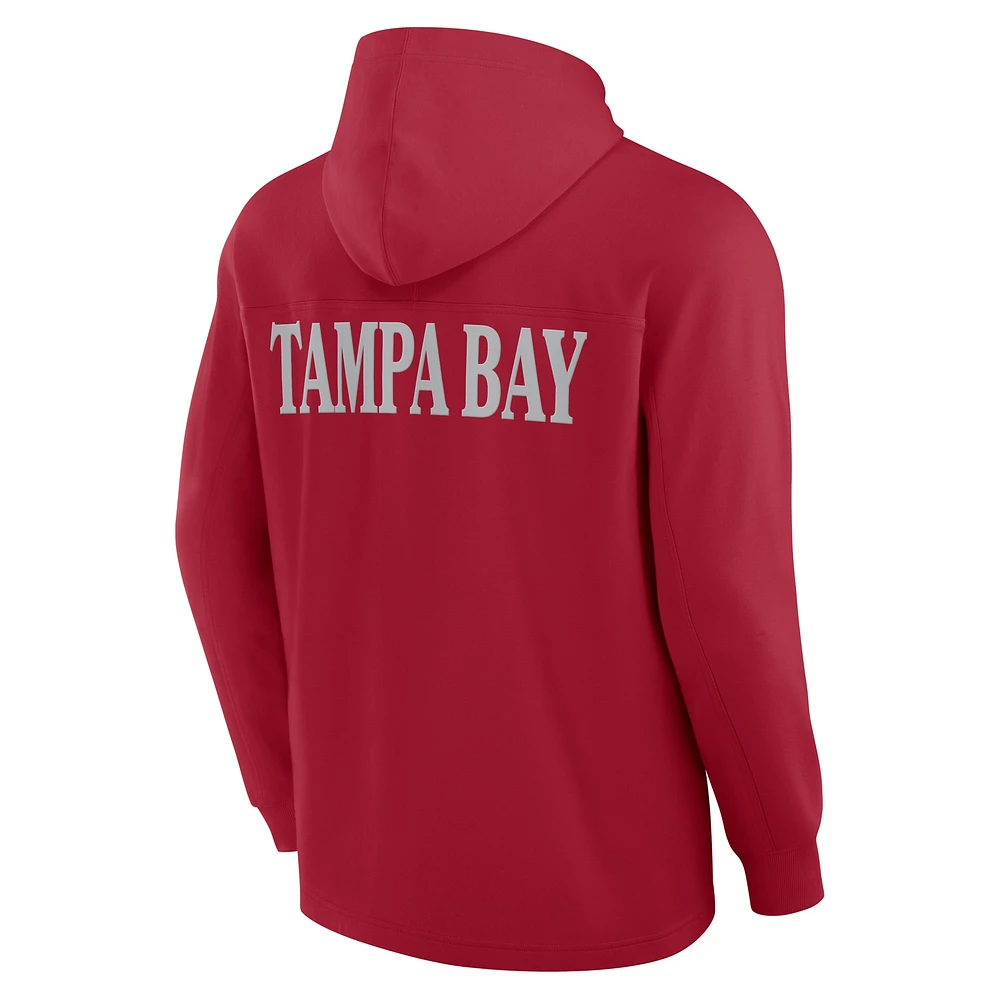 Men's Fanatics Red Tampa Bay Buccaneers Elements Blaze Tri-Blend Long Sleeve Hoodie T-Shirt