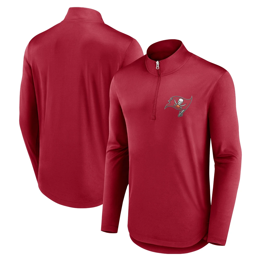 Haut à quart de zip Quarterback Fanatics pour hommes, rouge, Tampa Bay Buccaneers