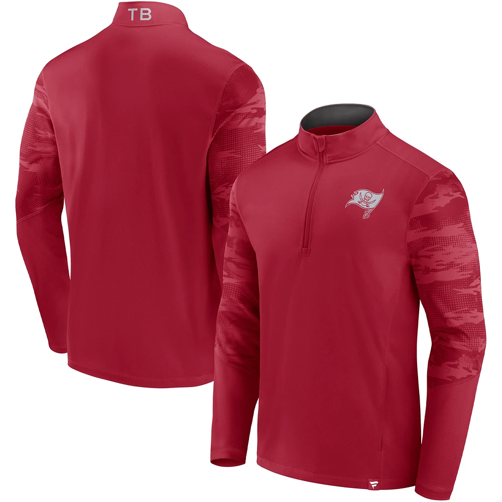 Veste rouge à quart de zip Fanatics Tampa Bay Buccaneers Ringer pour hommes