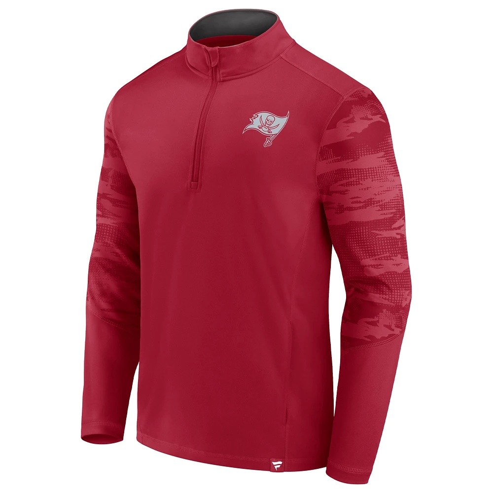 Veste rouge à quart de zip Fanatics Tampa Bay Buccaneers Ringer pour hommes