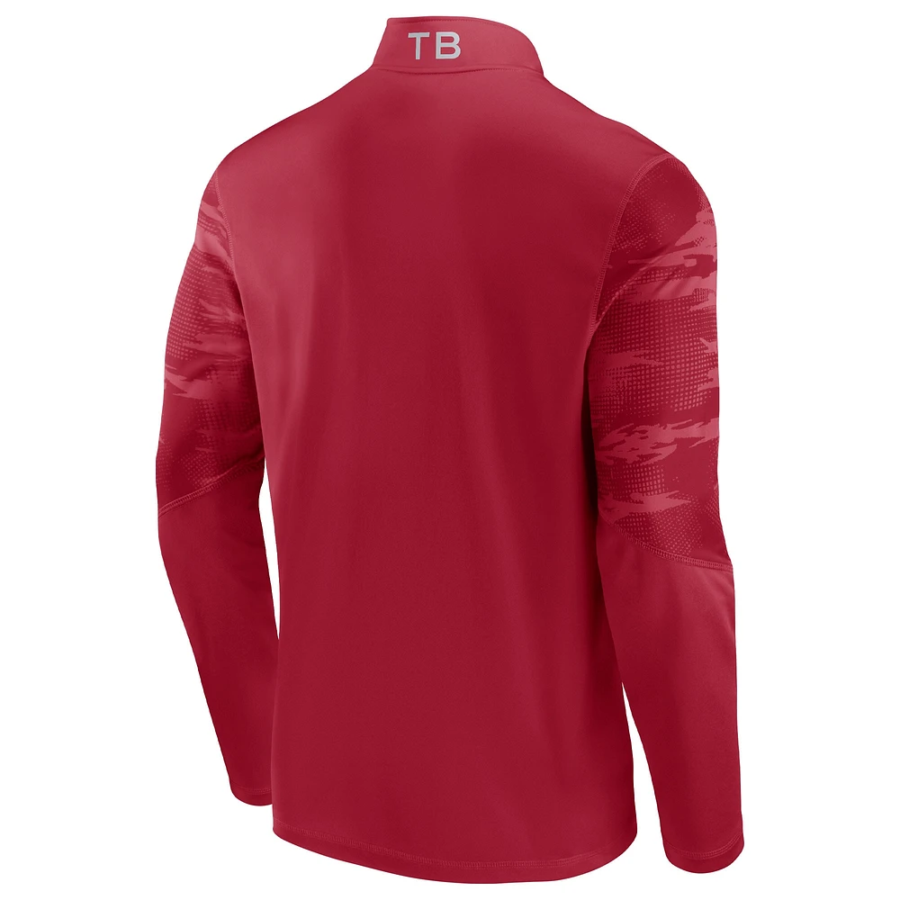 Veste rouge à quart de zip Fanatics Tampa Bay Buccaneers Ringer pour hommes