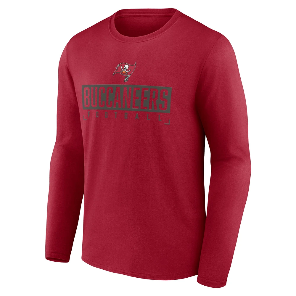 Men's Fanatics Red Tampa Bay Buccaneers Stack The Box Long Sleeve T-Shirt