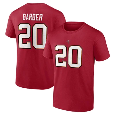 T-shirt avec nom et numéro d'icône de joueur retraité des Buccaneers Tampa Bay Fanatics Ronde Barber rouge pour hommes