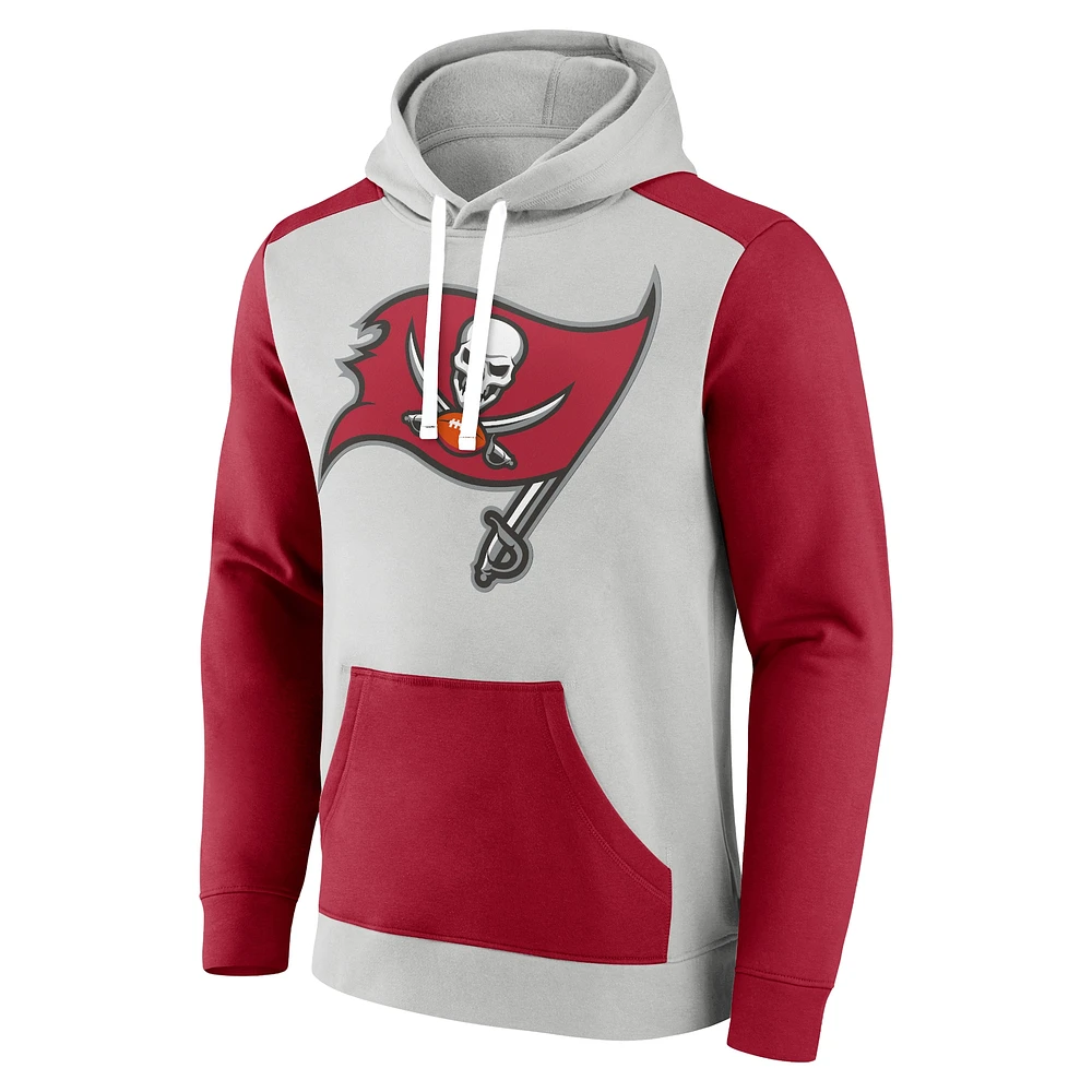 Men's Fanatics Silver/Red Tampa Bay Buccaneers Big & Tall Team Fleece Pullover Hoodie