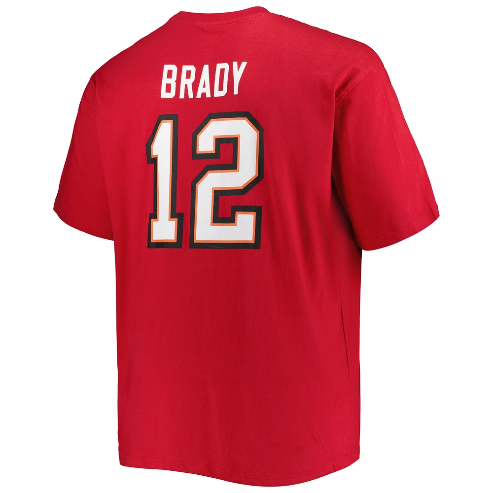 T-shirt avec logo et nom du joueur Fanatics Tom Brady Red Tampa Bay Buccaneers Big & Tall pour hommes