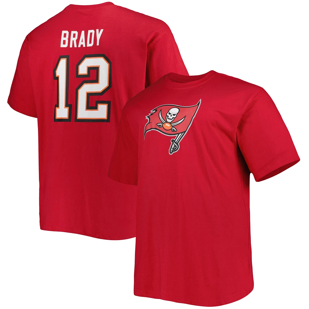 T-shirt avec logo et nom du joueur Fanatics Tom Brady Red Tampa Bay Buccaneers Big & Tall pour hommes