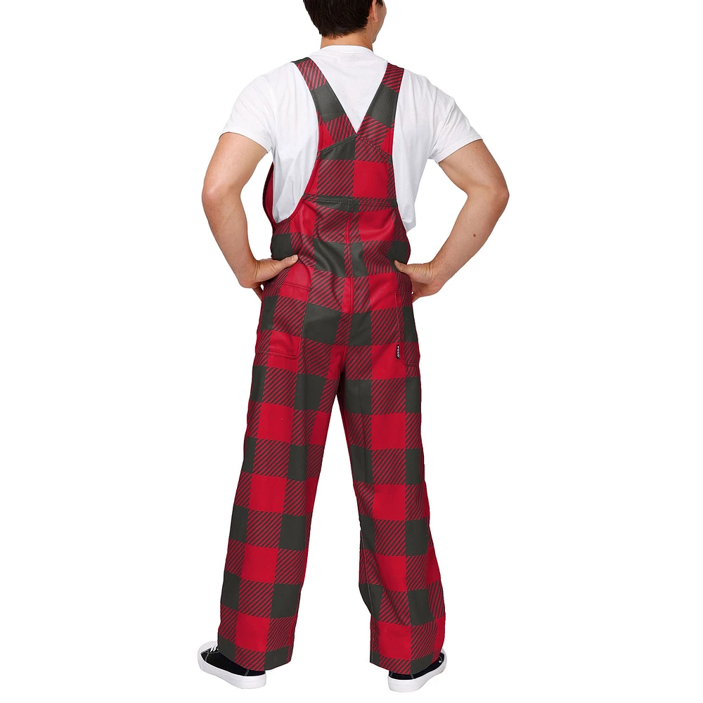 Men's FOCO  Red Tampa Bay Buccaneers Big Logo Plaid Overalls