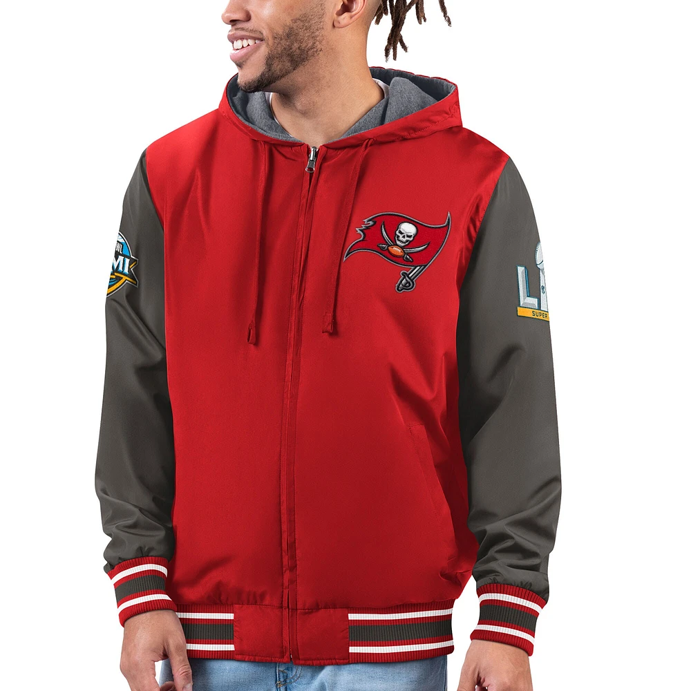 Veste réversible entièrement zippée commémorative G-III Sports by Carl Banks pour hommes, rouge/étain, Tampa Bay Buccaneers