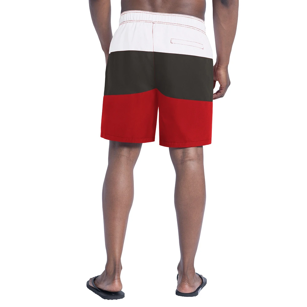 Short de bain G-III Sports by Carl Banks pour homme rouge/étain Tampa Bay Buccaneers Sunrise Volley