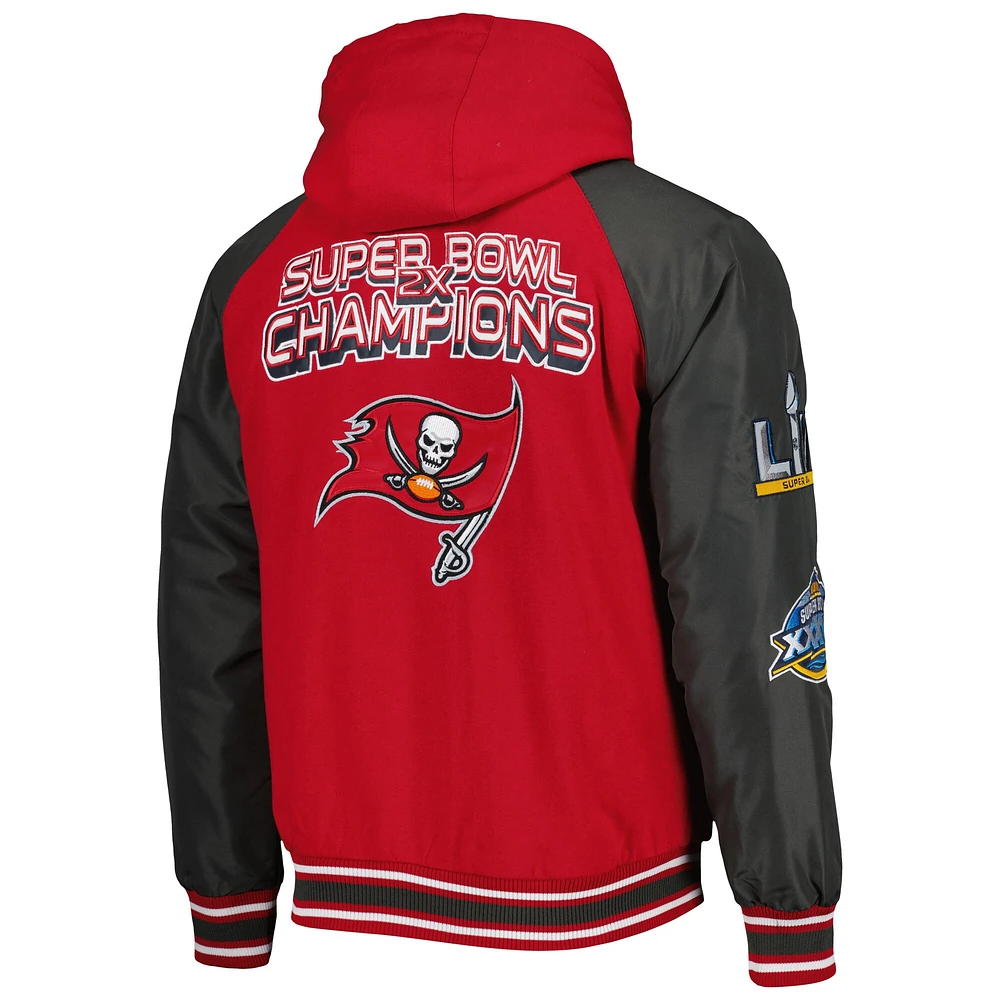 Men's G-III Sports by Carl Banks Red Tampa Bay Buccaneers Defender Raglan Full-Zip Hoodie Varsity Jacket