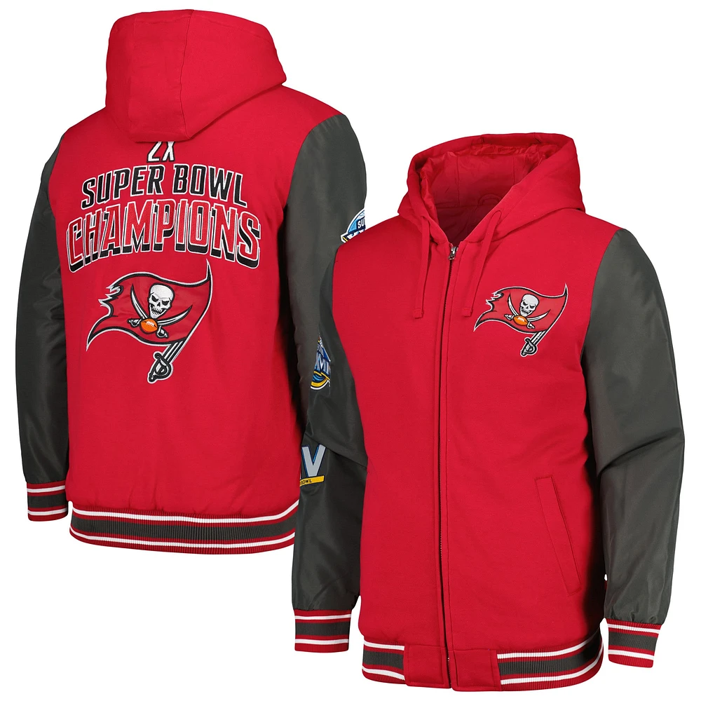 Veste à capuche entièrement zippée blocs de couleurs G-III Sports by Carl Banks pour hommes, rouge, Tampa Bay Buccaneers Player Option