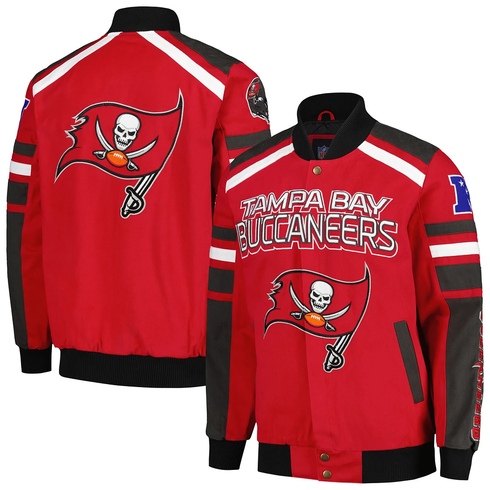 Veste rouge à bouton-pression G-III Sports by Carl Banks pour hommes des Buccaneers de Tampa Bay Power Forward Racing