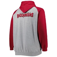 Men's Heather Gray Tampa Bay Buccaneers Big & Tall Fleece Raglan Full-Zip Hoodie Jacket