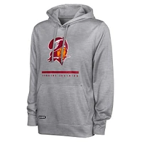 Men's Heather Gray Tampa Bay Buccaneers Grid Drill Streak Fleece Pullover Hoodie