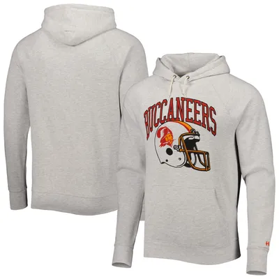 Men's Homage Ash Tampa Bay Buccaneers Retro Helmet Tri-Blend Raglan Pullover Hoodie