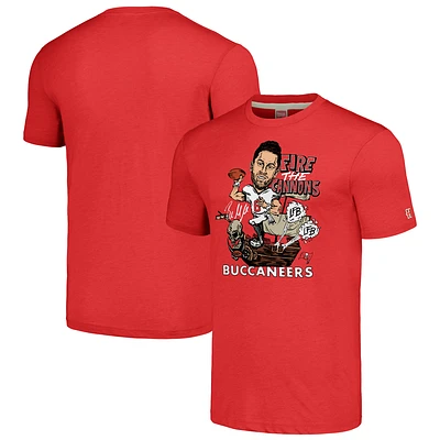 T-shirt triple mélange Hommage Baker Mayfield pour hommes, rouge Tampa Bay Buccaneers Caricature Player