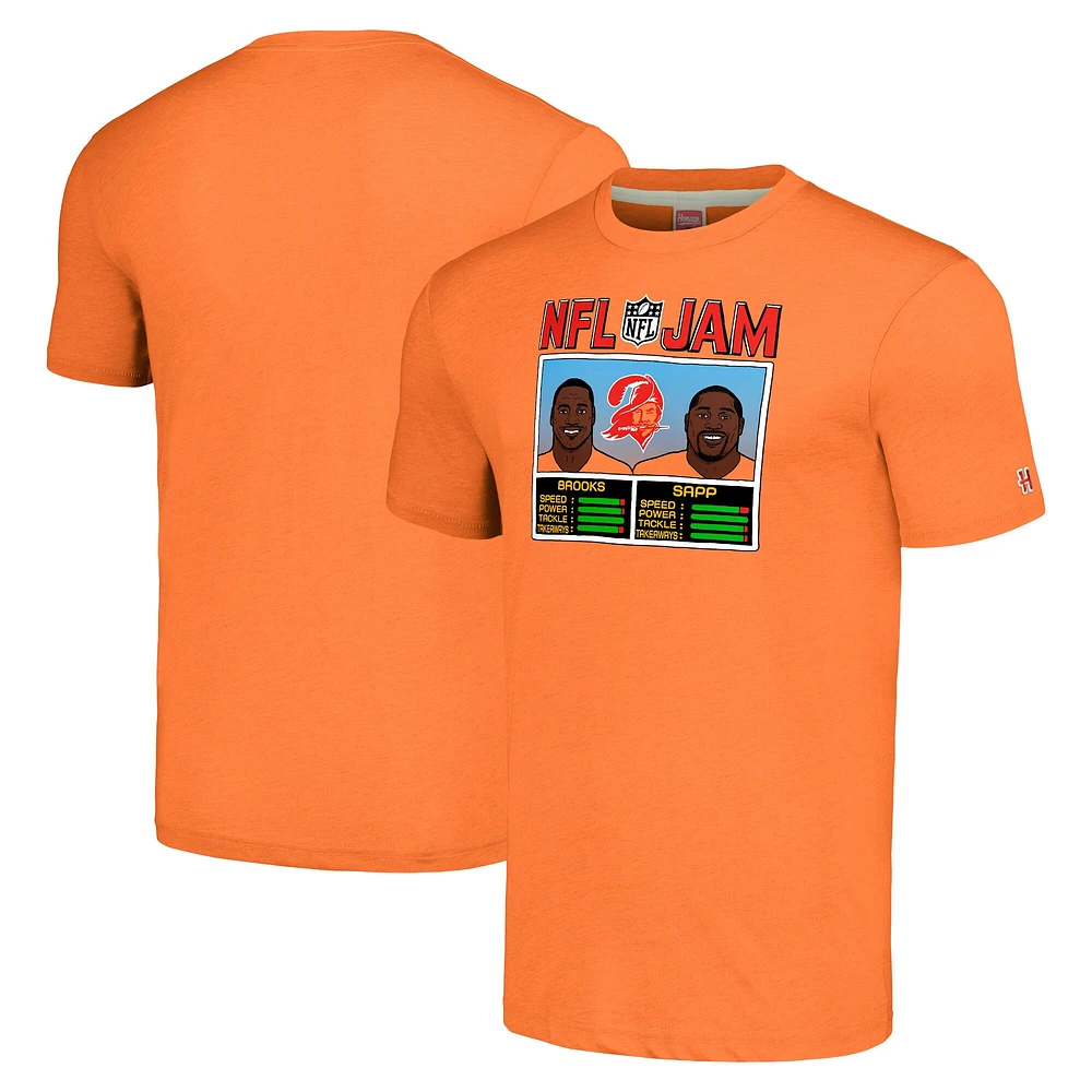 Hommage pour hommes Derrick Brooks et Warren Sapp Orange Tampa Bay Buccaneers NFL Jam Retired T-shirt tri-mélange