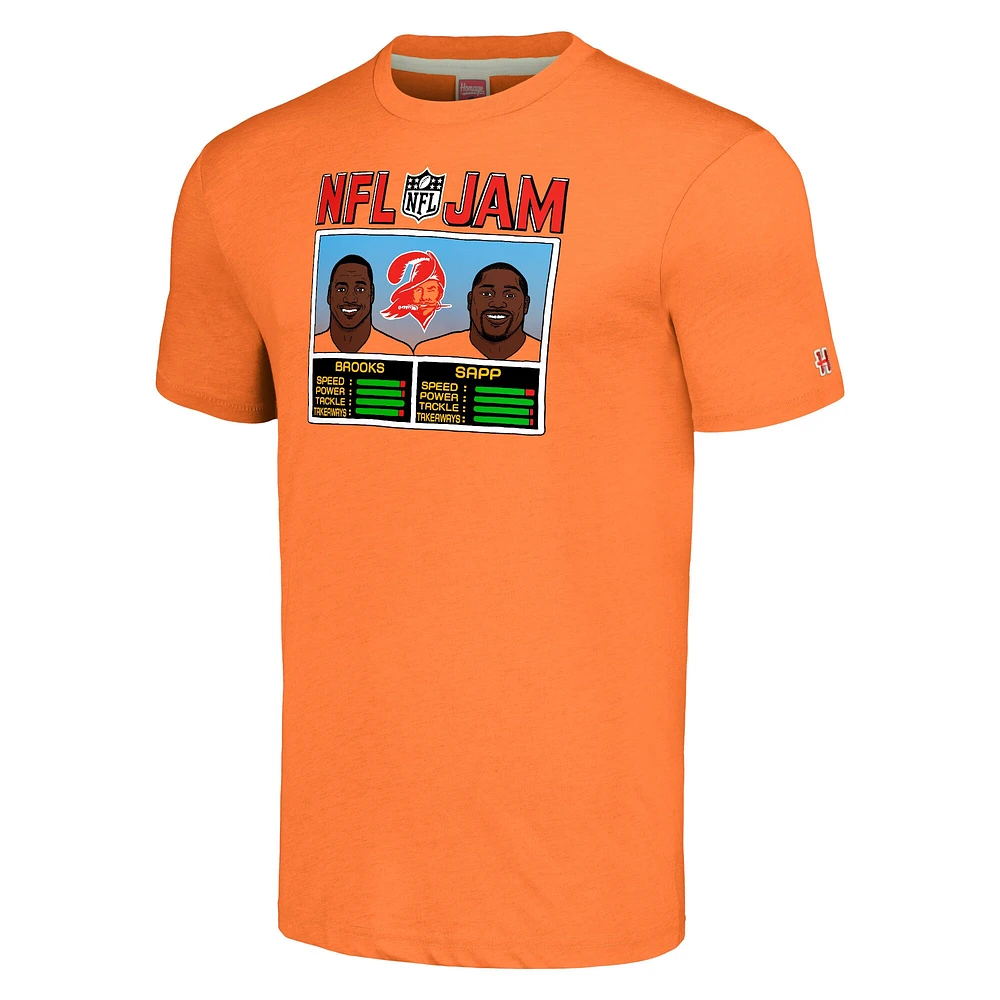 Hommage pour hommes Derrick Brooks et Warren Sapp Orange Tampa Bay Buccaneers NFL Jam Retired T-shirt tri-mélange