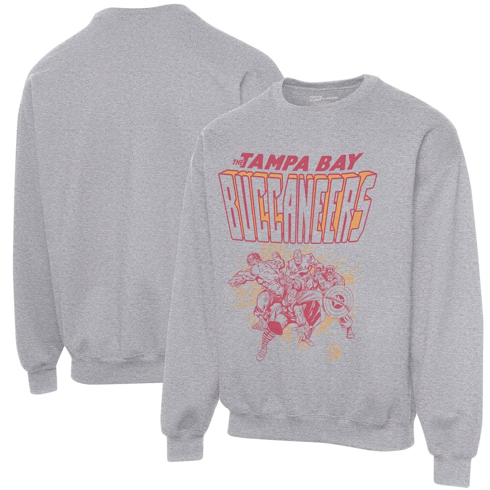 Men's Junk Food Heathered Gray Tampa Bay Buccaneers Avengers Throwback - Pullover Sweatshirt