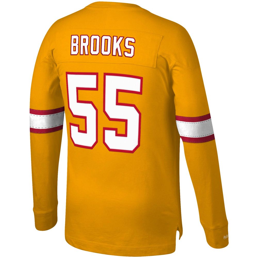 Men's Mitchell & Ness Derrick Brooks Orange Tampa Bay Buccaneers Throwback Retired Player Name Number Long Sleeve Top