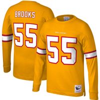 Men's Mitchell & Ness Derrick Brooks Orange Tampa Bay Buccaneers Throwback Retired Player Name Number Long Sleeve Top