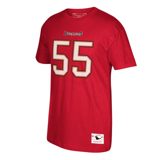 T-shirt rouge avec nom et numéro du joueur à la retraite des Buccaneers de Tampa Bay Mitchell & Ness Derrick Brooks pour homme