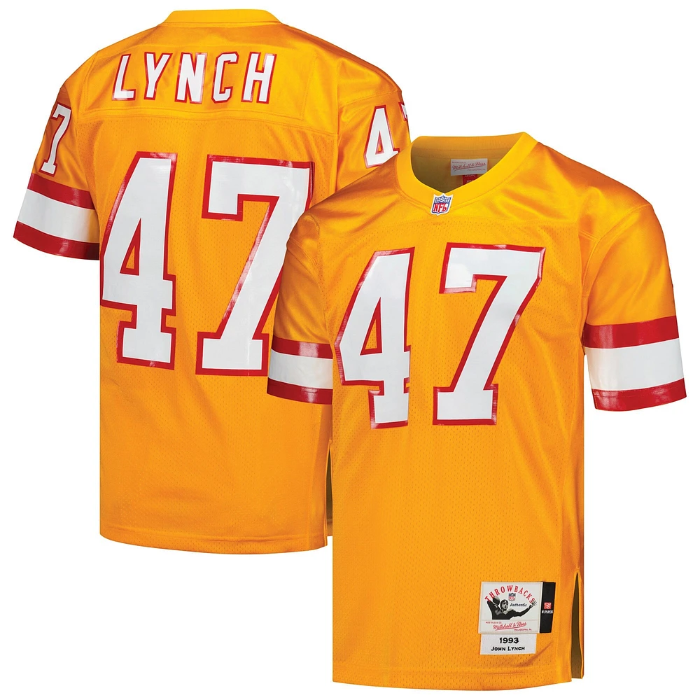 Maillot de joueur retraité authentique Mitchell & Ness John Lynch Orange Tampa Bay Buccaneers 1993 pour hommes