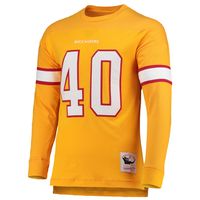 Men's Mitchell & Ness Mike Alstott Orange Tampa Bay Buccaneers 2002 Retired Player Name Number Long Sleeve T-Shirt