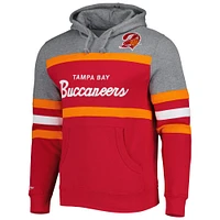 Chandail à capuchon pour entraîneur-chef des Tampa Bay Buccaneers Mitchell & Ness rouge/gris chiné homme