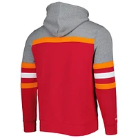 Chandail à capuchon pour entraîneur-chef des Tampa Bay Buccaneers Mitchell & Ness rouge/gris chiné homme